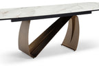 Lusso Extending Table - Brushed Brass & Sunset Statuario