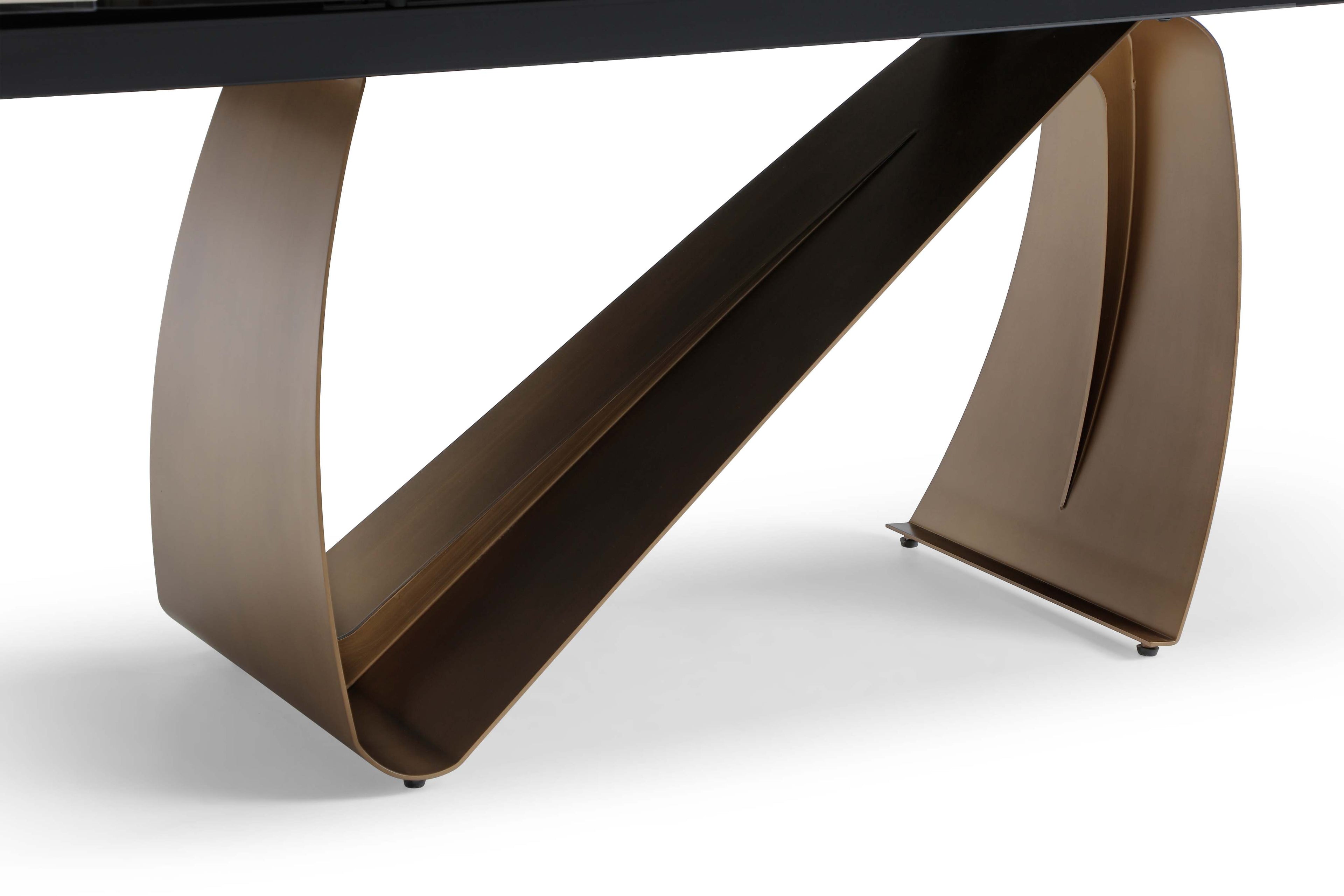 Lusso Extending Table - Brushed Brass & Sunset Statuario