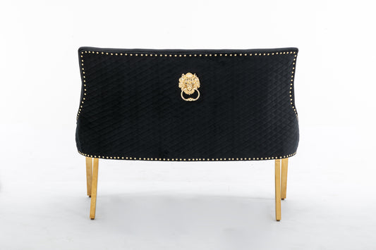 Majestic Black/Gold Lion Knocker High Back Bench 130cm