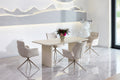 Marlow 180cm Table - Satin Cream & Travertine