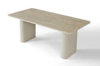 Marlow 180cm Table - Satin Cream & Travertine