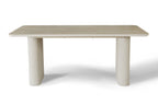 Marlow 180cm Table - Satin Cream & Travertine