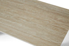 Marlow 180cm Table - Satin Cream & Travertine