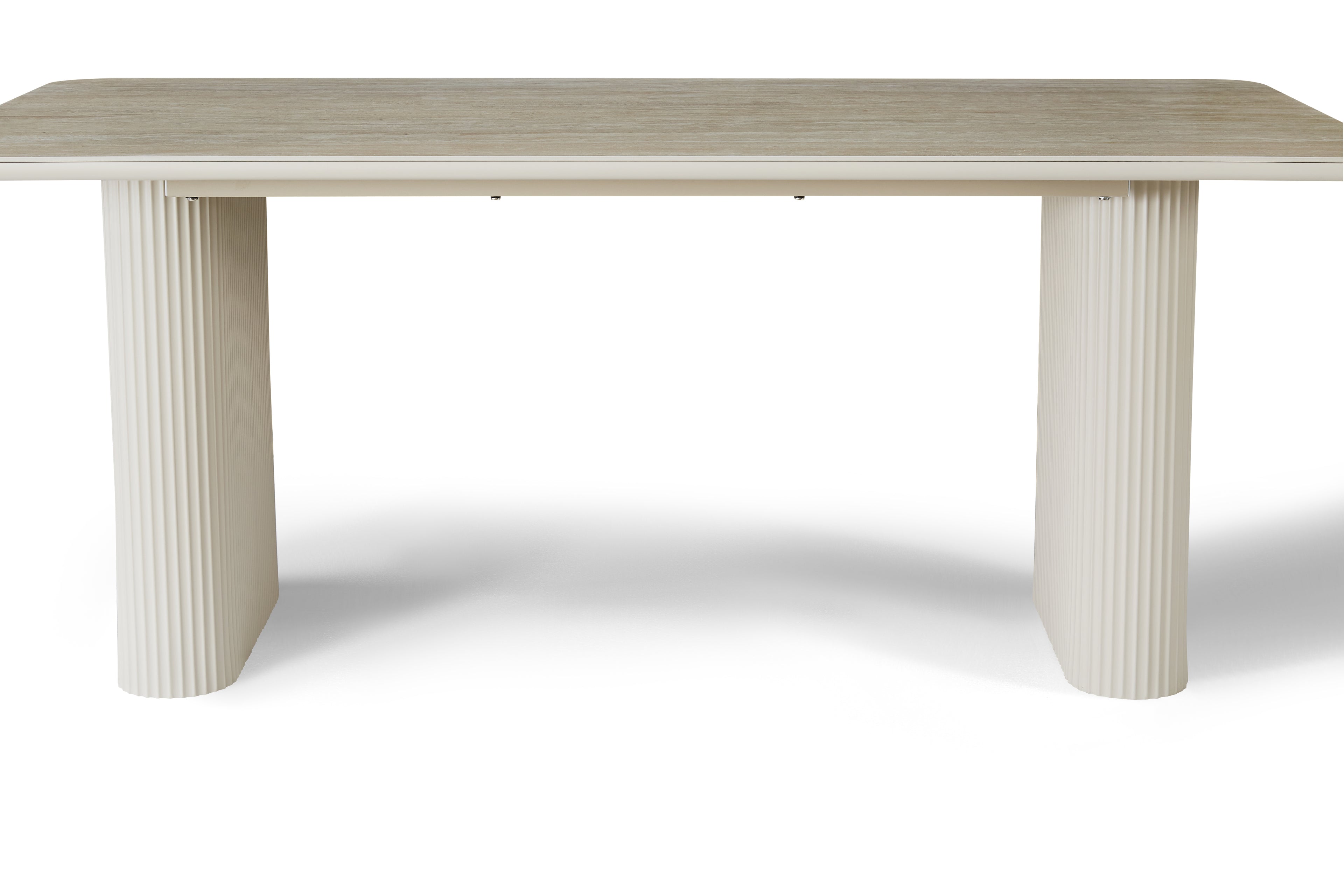Marlow 180cm Table - Satin Cream & Travertine