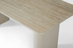 Marlow 180cm Table - Satin Cream & Travertine
