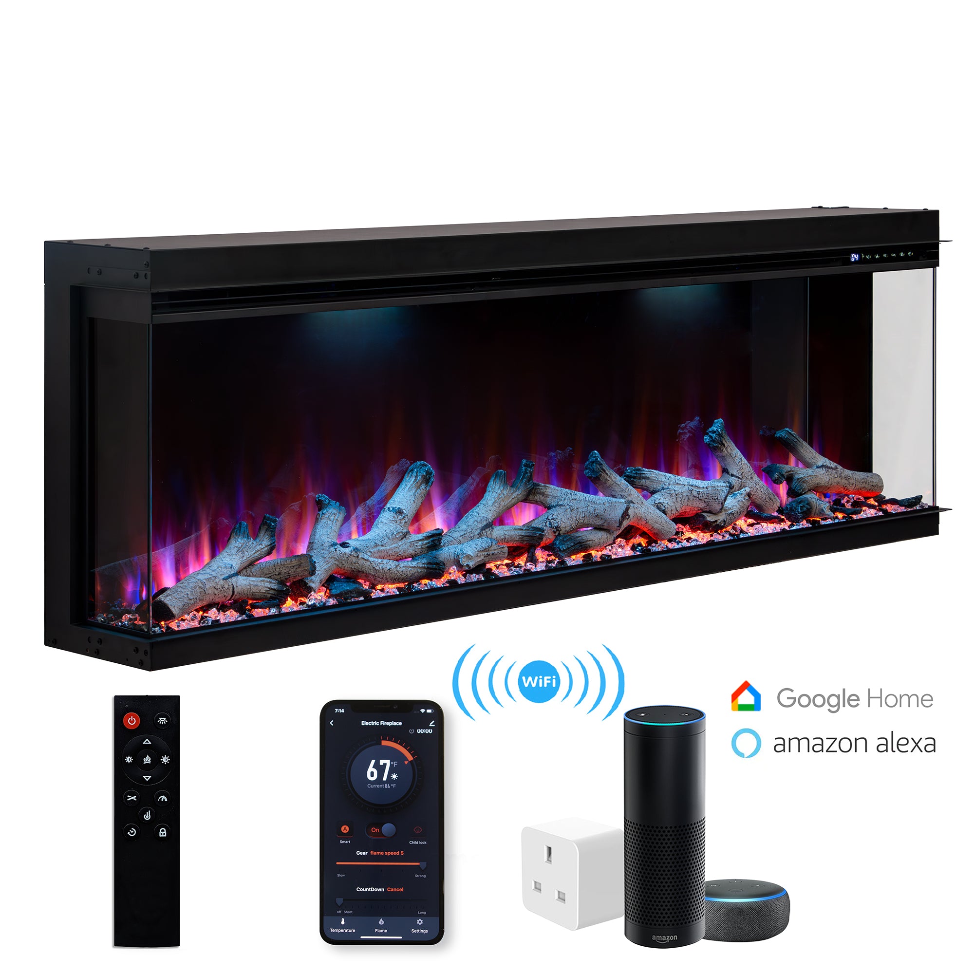 Maison 3 Sided Electric Fireplace - 80 inch