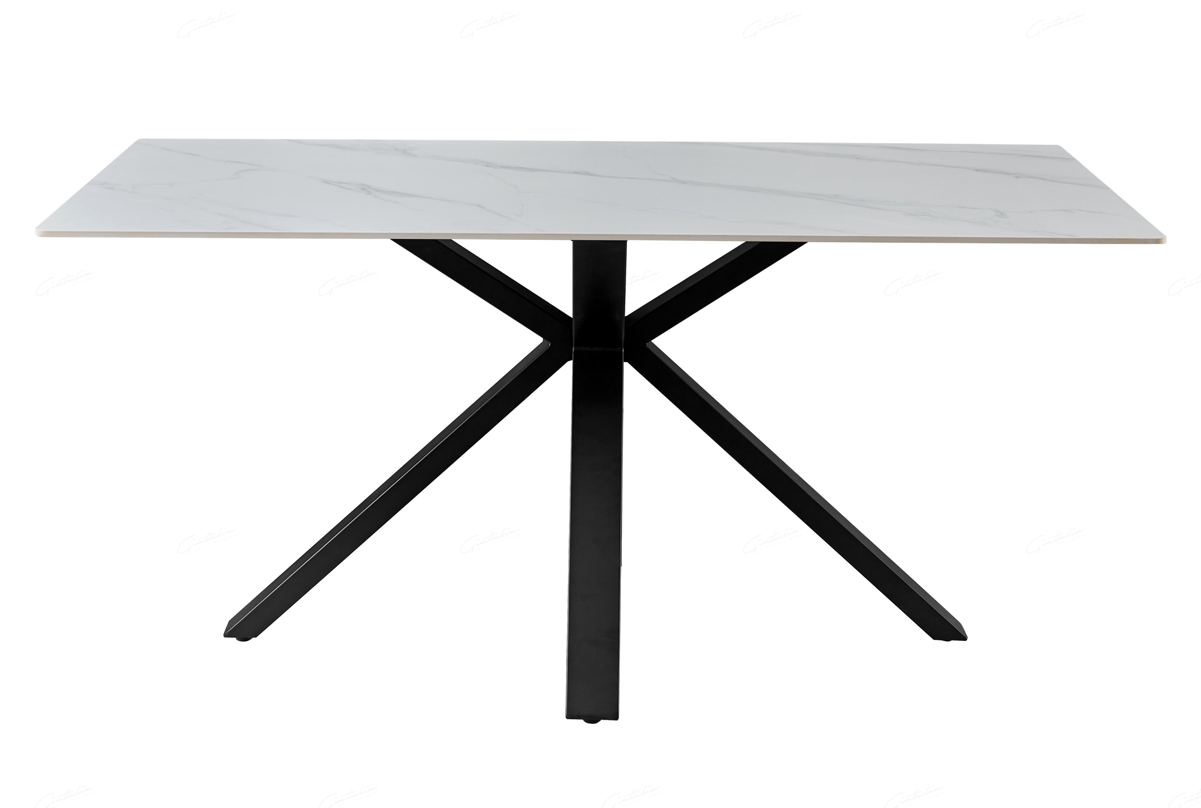 Milana Cross Leg Table - White Sintered Stone