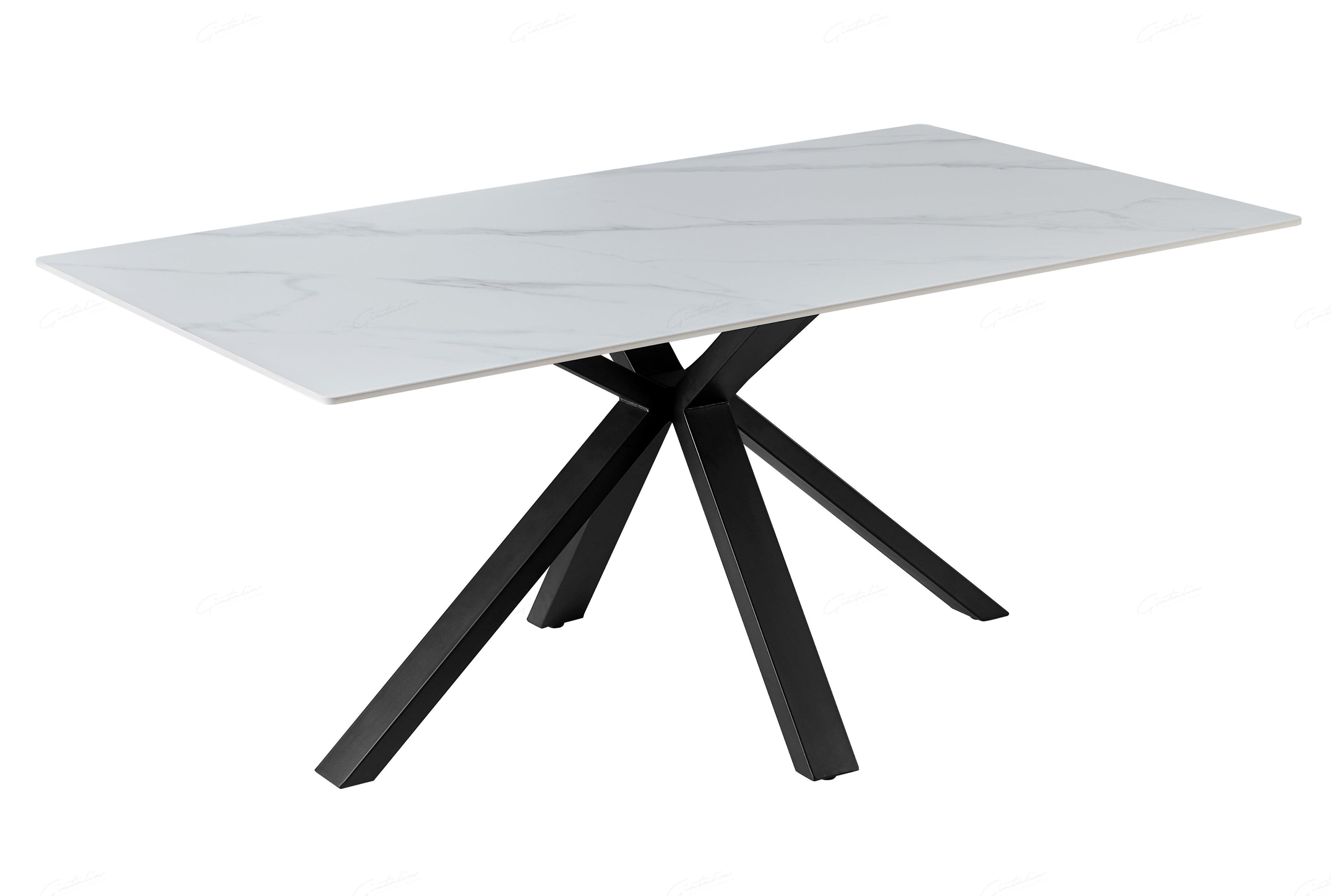 Milana Cross Leg Table - White Sintered Stone