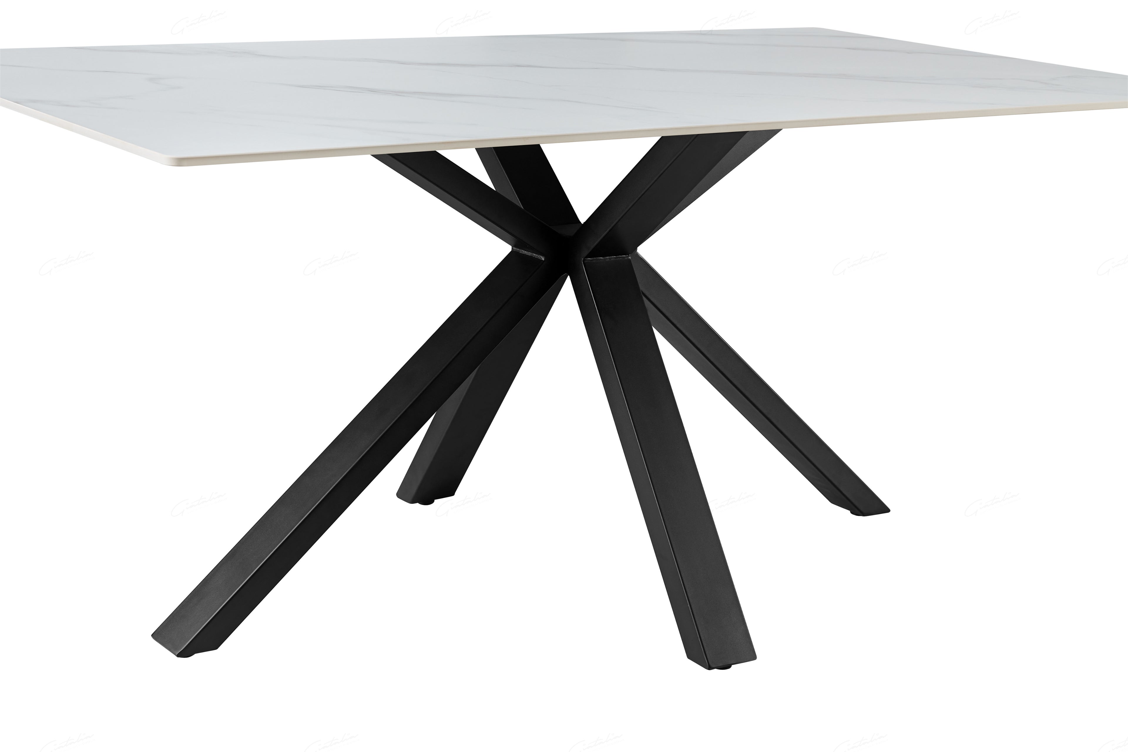 Milana Cross Leg Table - White Sintered Stone