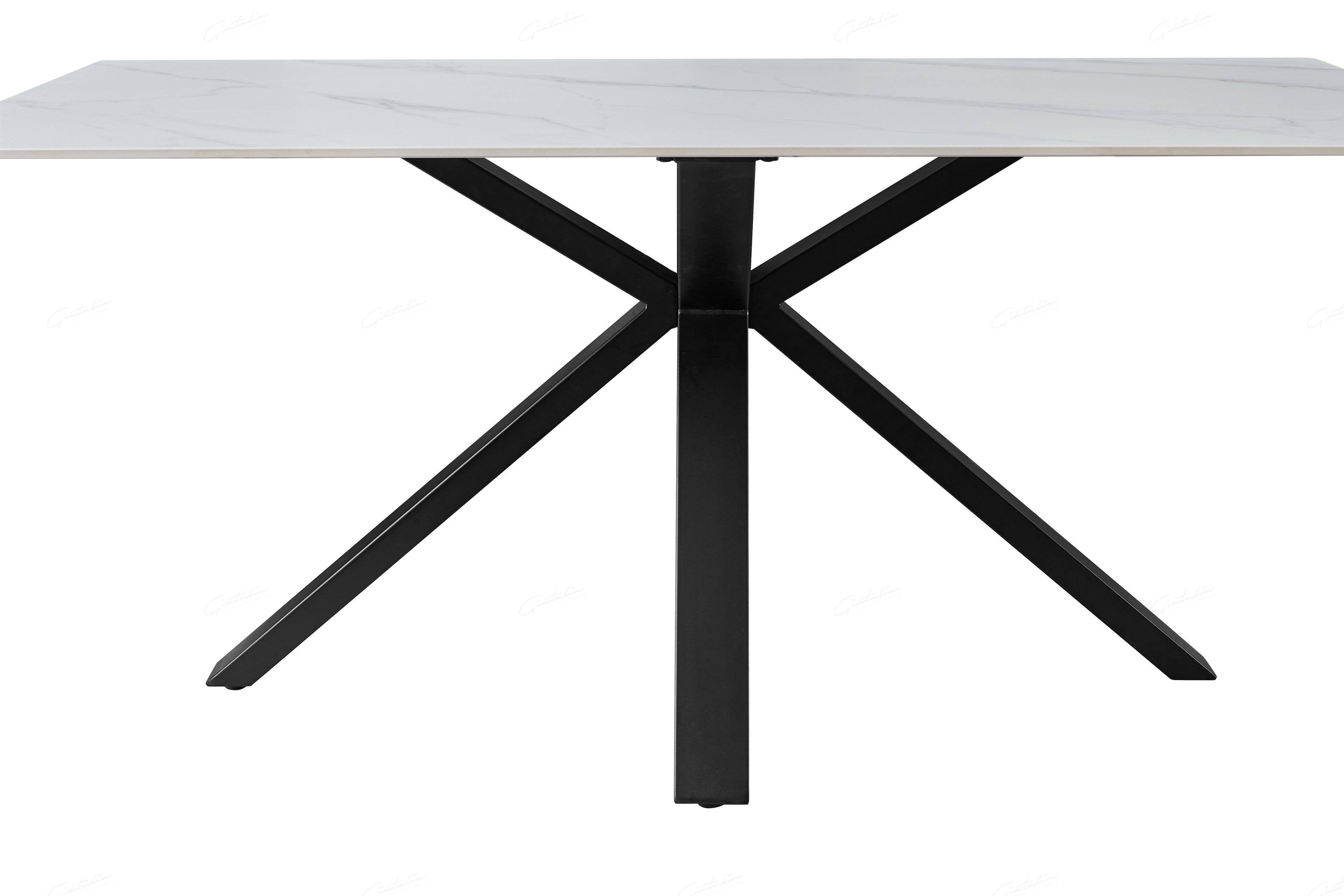 Milana Cross Leg Table - White Sintered Stone