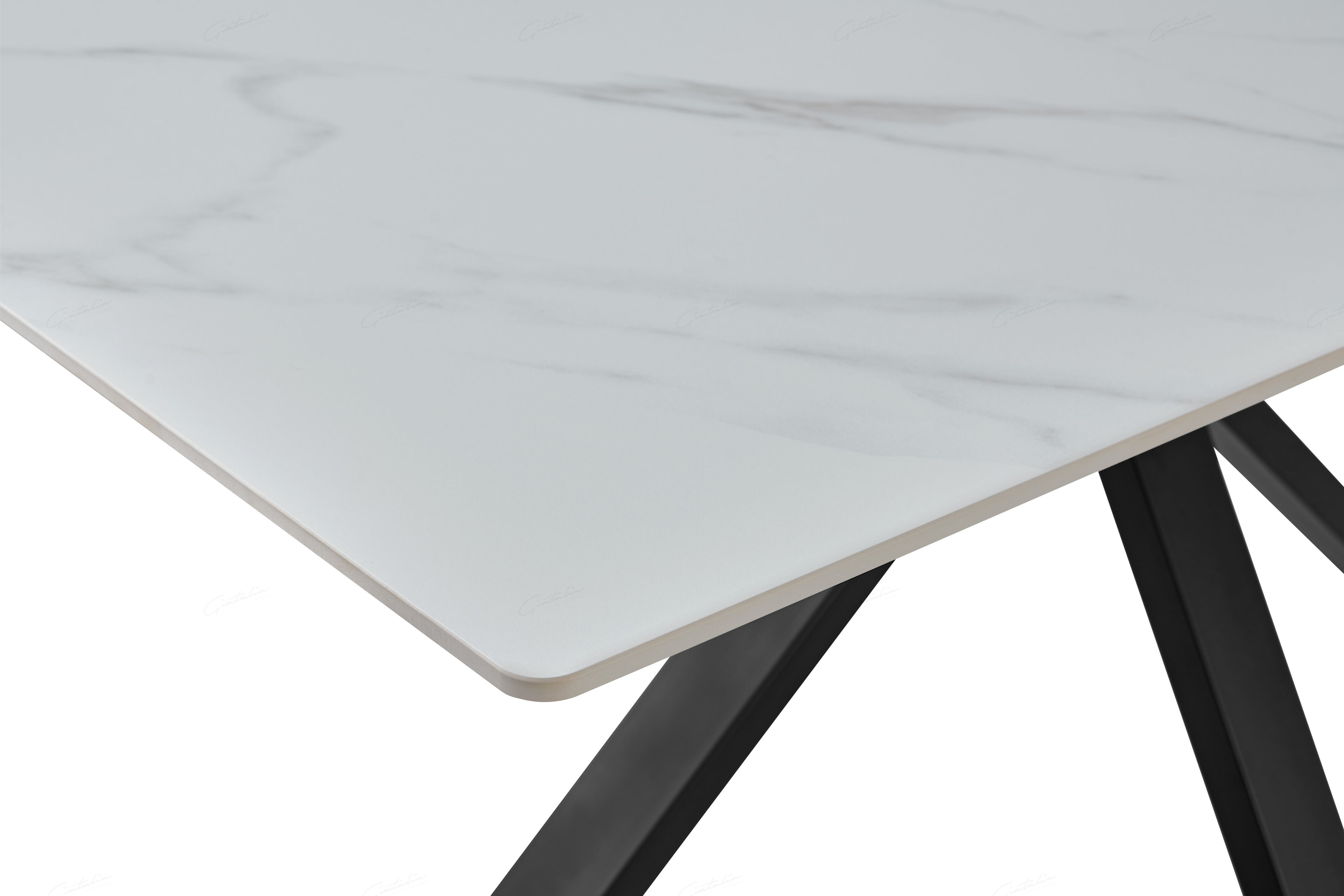 Milana Cross Leg Table - White Sintered Stone