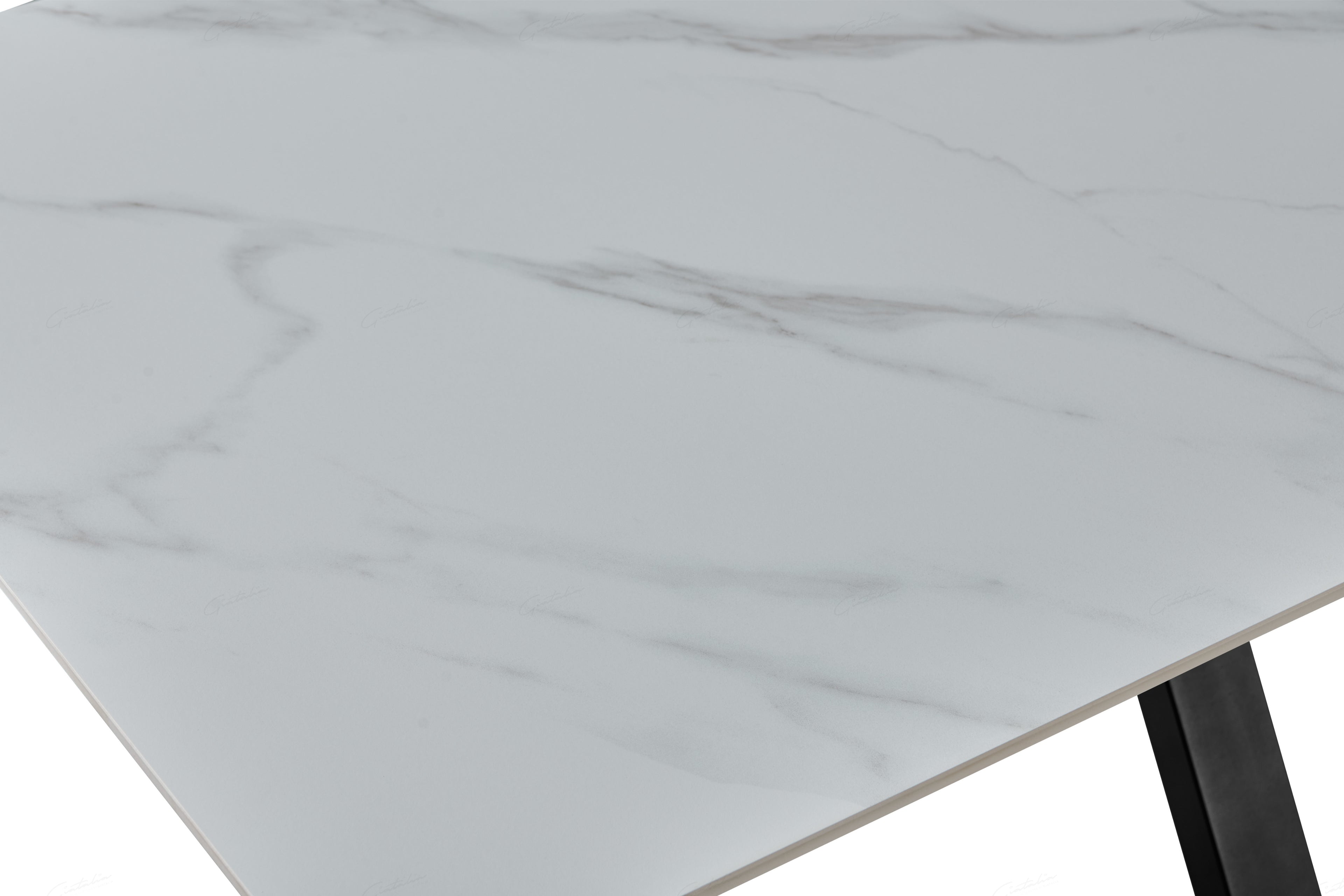 Milana Cross Leg Table - White Sintered Stone