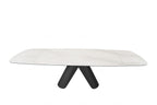 Opulento Matt White & Cosmic Grey Vein Ceramic Extending Dining Table