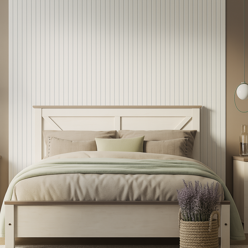 Acoustic Wide Slat Wall Panels - 3 sided - Colour Finish - White on White Felt - 240cm x 30cm (2 pieces)