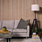 Premium Acoustic Wide Slat Wall Panels - 3-Sided Wood Veneer - Premium Oak on Grey Felt 240cm x 30cm (2 pieces)