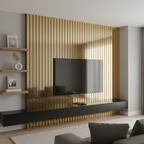 Acoustic Wide Slat Wall Panels - 3 sided - Colour Finish - Gold - 240cm x 30cm (2 pieces)