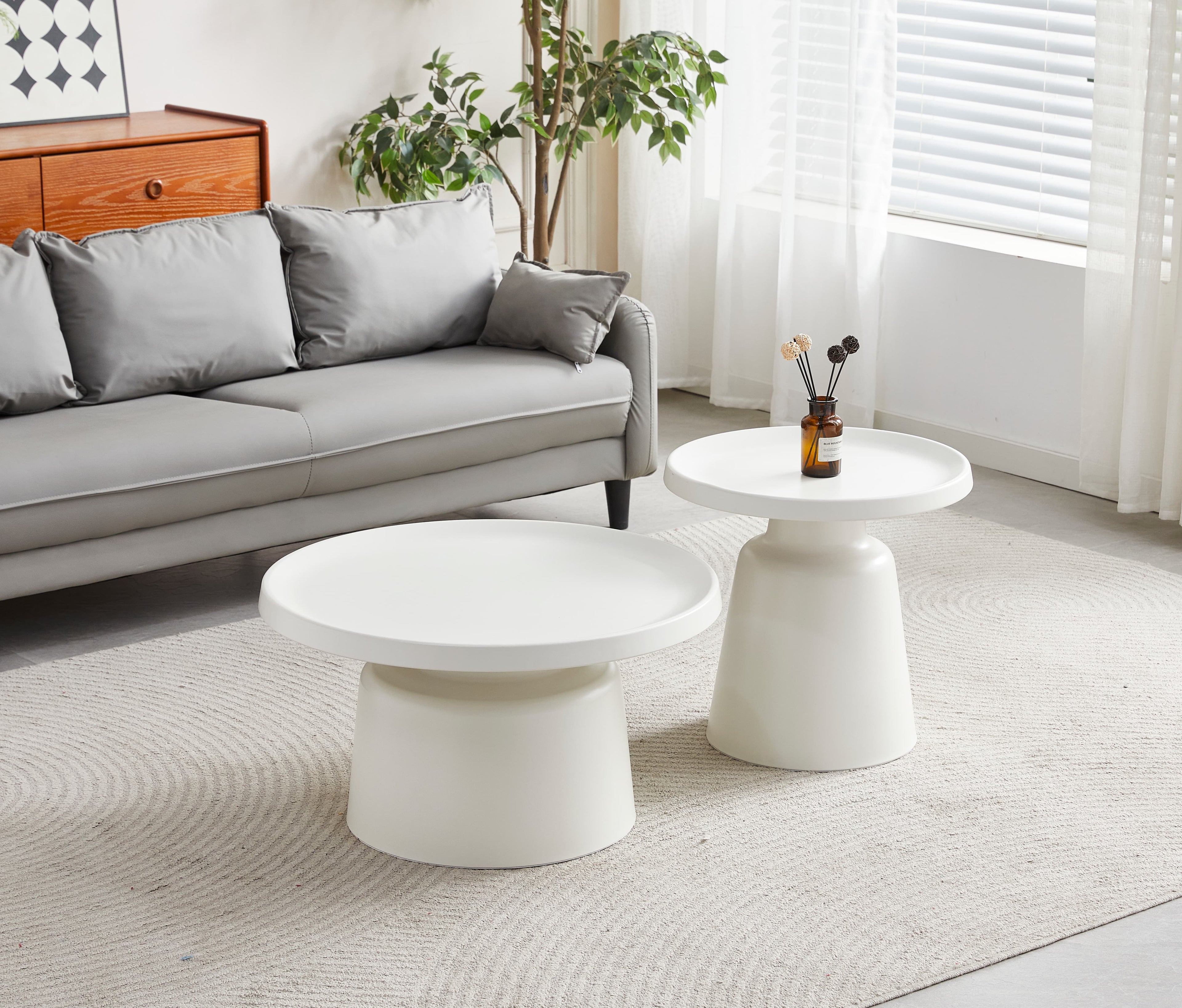 Picollo Coffee & End Tables - Glossy Off-White