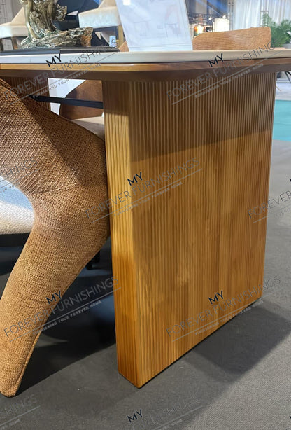 Engelberg 180cm Cream & Gold Dining Table