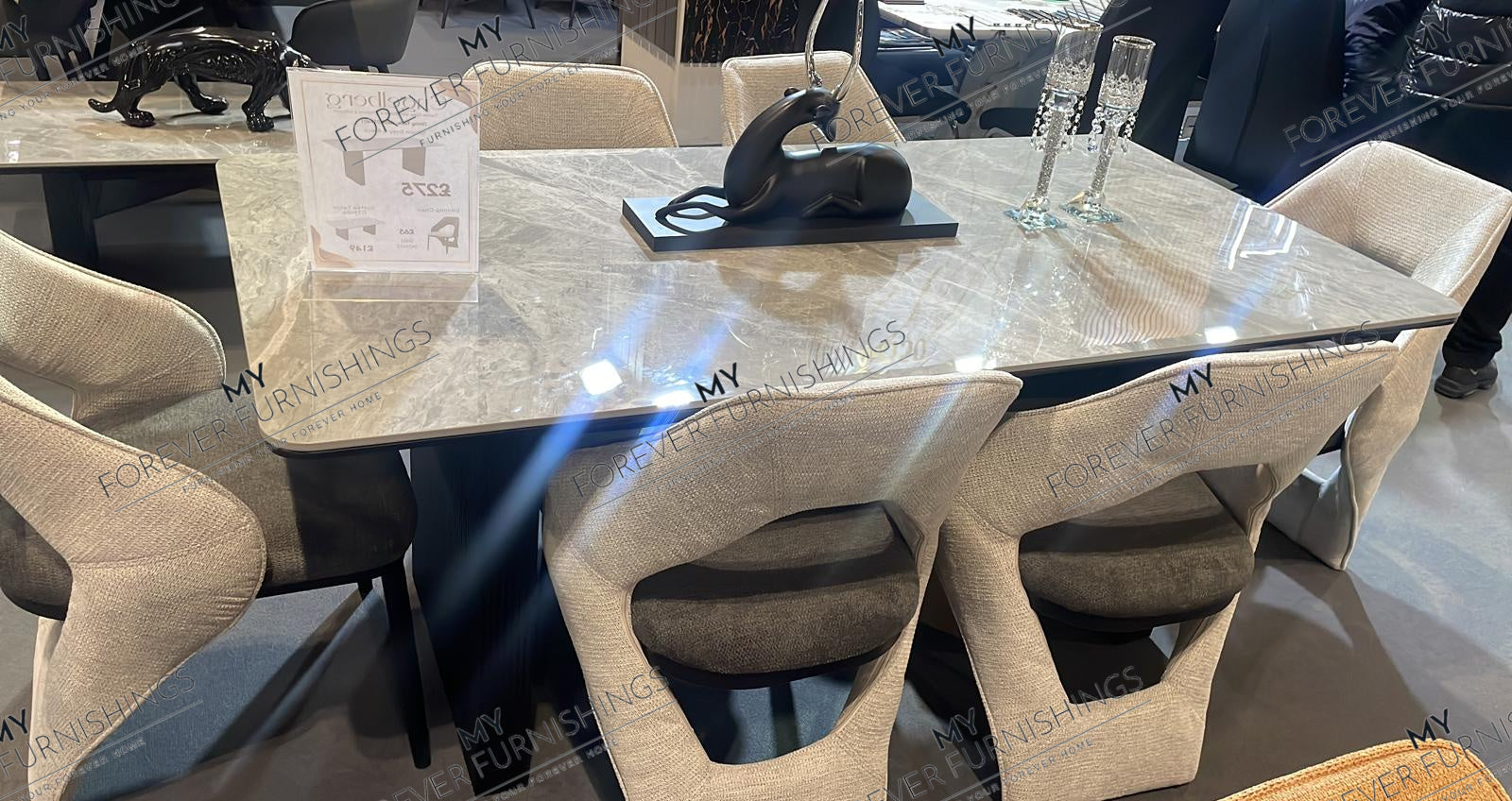 Engelberg 180cm Grey & Black Dining Table
