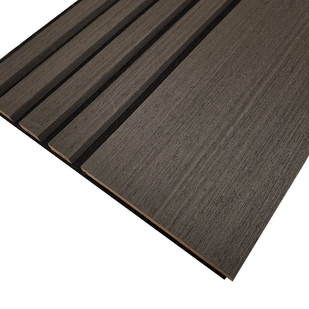 Multi Width Acoustic Wood Veneer Wall Panels - Black Oak - 3-sided - 240cm x 30cm (2 pieces)