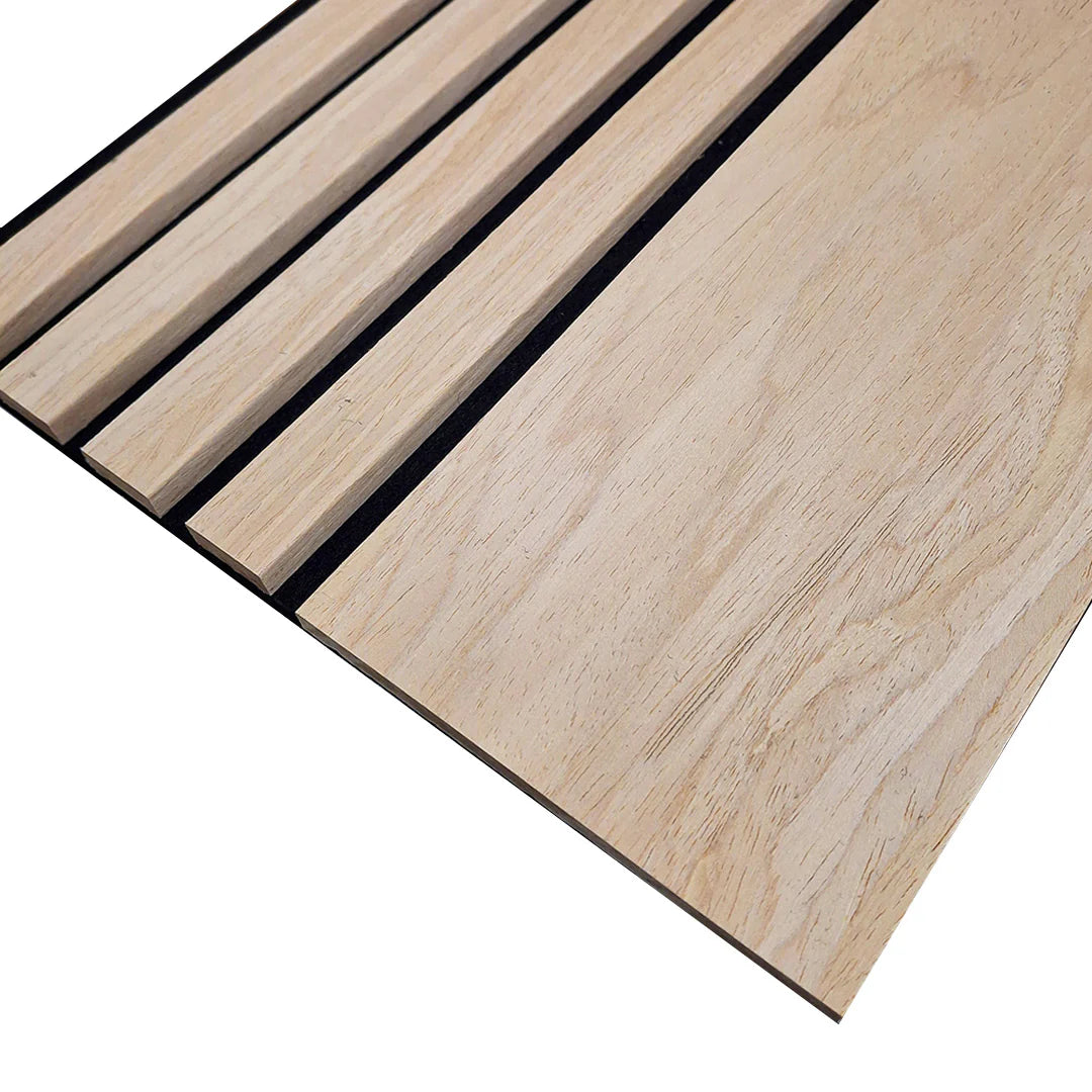 Multi Width Acoustic Wood Veneer Wall Panels - Premium Oak - 3-sided - 240cm x 30cm (2 pieces)