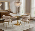 Roma Square White Marble Effect Gold Dining Table