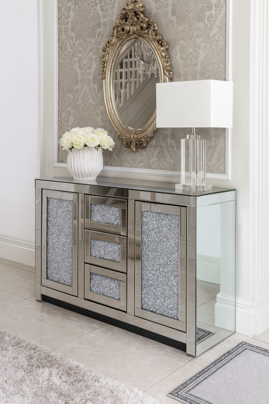 Roma Crushed Diamond 2 Door 3 Drawer Large Sideboard
