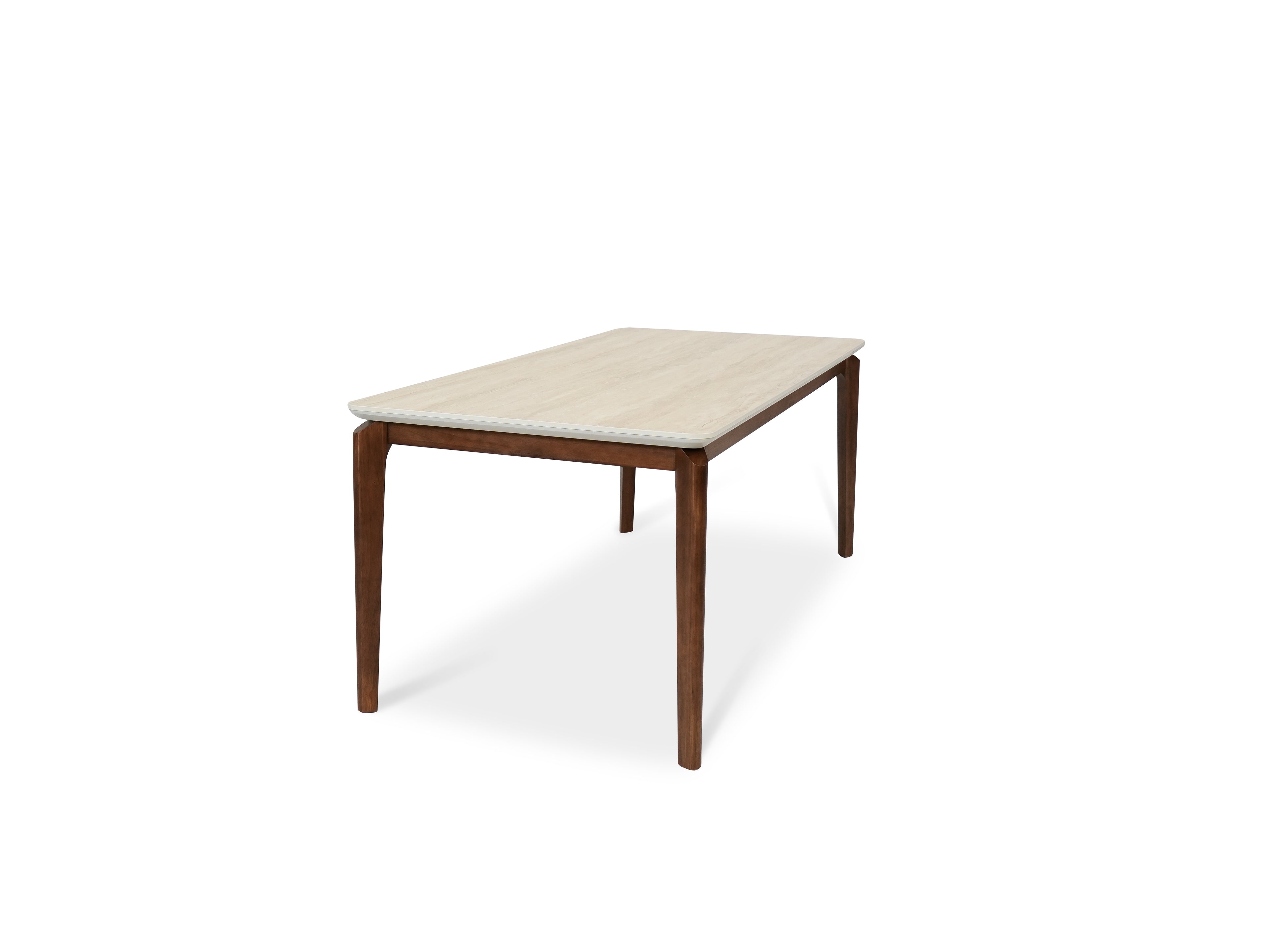 Ronda 180cm Table - Walnut & Travertine