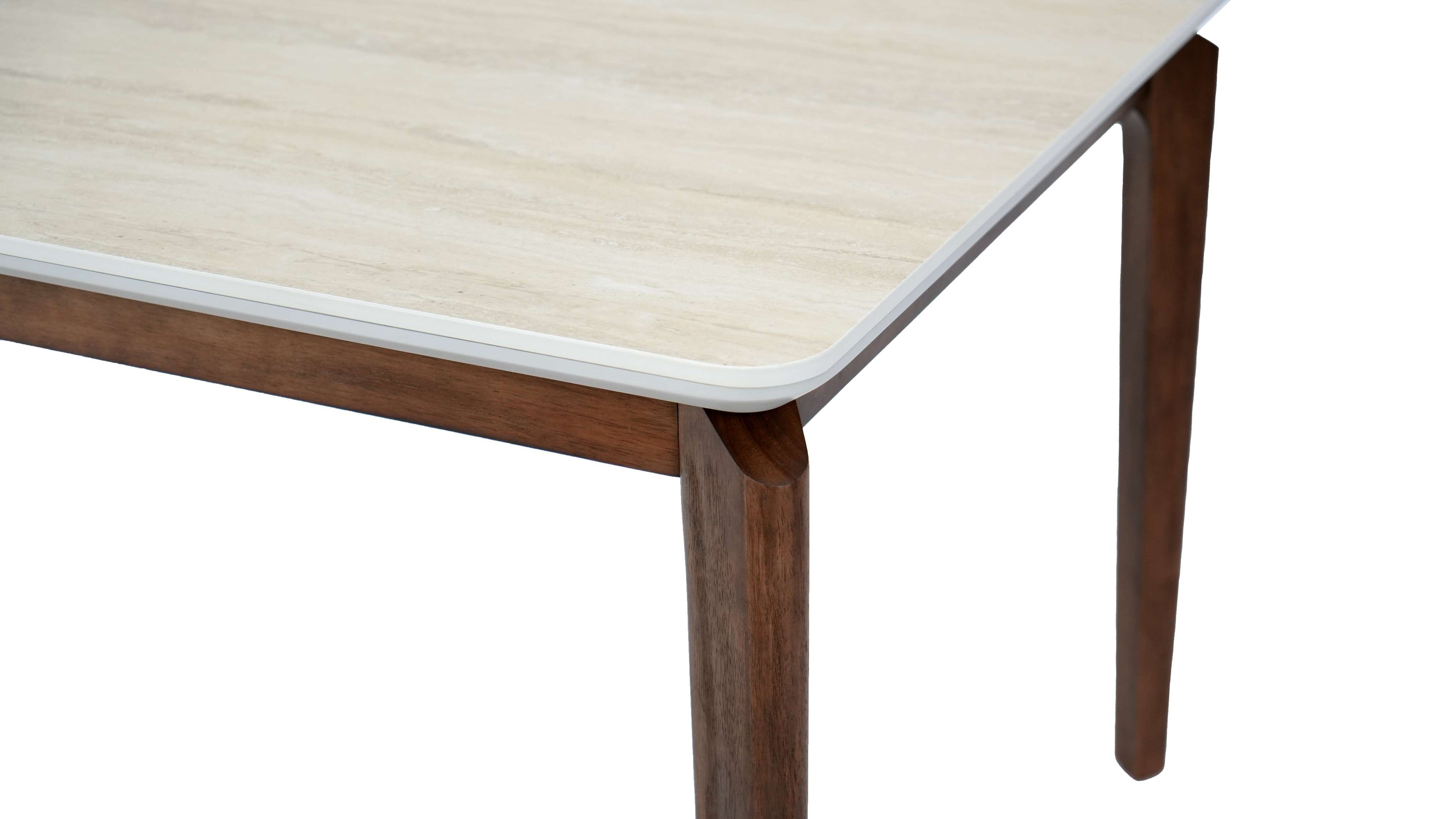 Ronda 180cm Table - Walnut & Travertine
