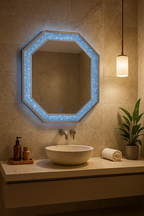 LED Crushed Diamond Octagon Mirror 85 x 85cm