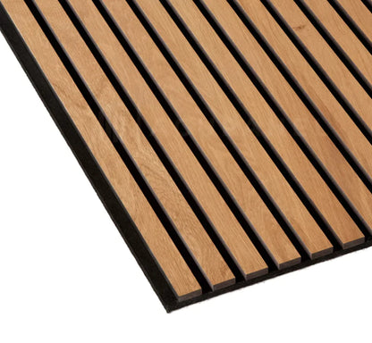 Acoustic Slatted Wall Panel - Light Oak 2.4m x 0.6m (4 Pieces)