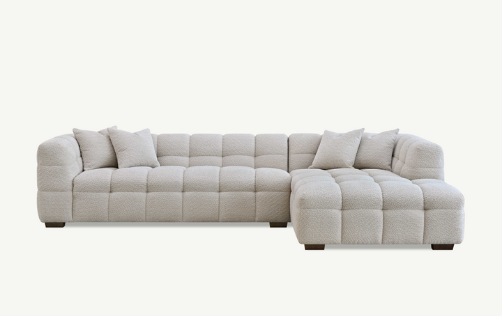 Tribeca Right Hand Corner Group in Oatmeal Boucle Fabric