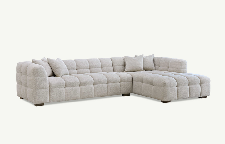 Tribeca Right Hand Corner Group in Oatmeal Boucle Fabric