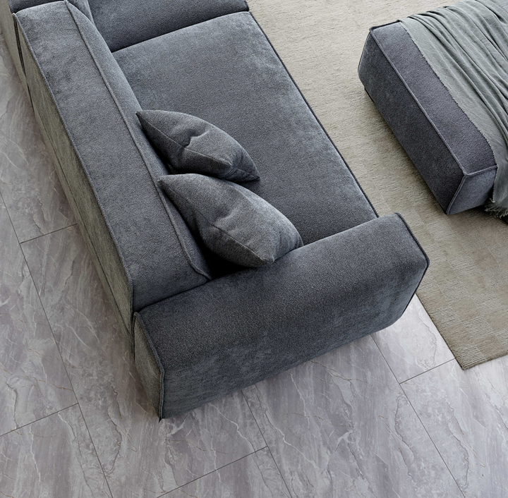 Dakota Sofa Range Chaise in Charcoal Boucle