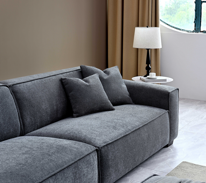 Dakota Sofa Range Chaise in Charcoal Boucle