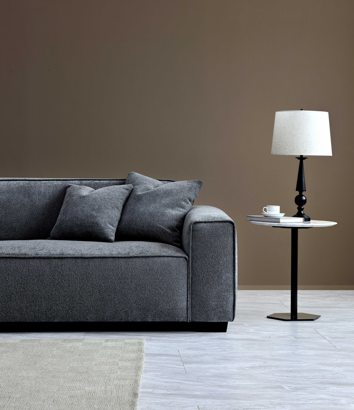 Dakota Sofa Range Chaise in Charcoal Boucle