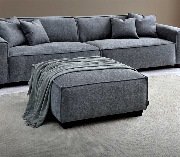 Dakota Sofa Range Chaise in Charcoal Boucle