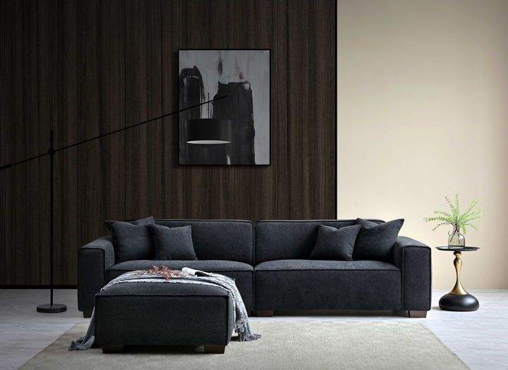 Dakota Sofa Range Chaise in Midnight Boucle