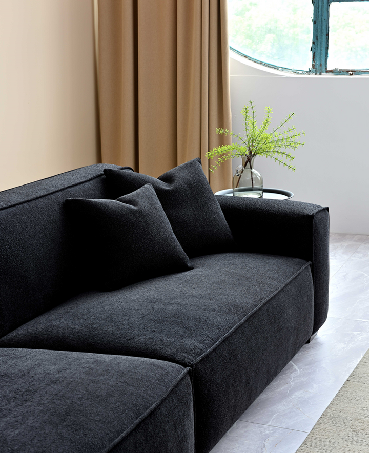 Dakota Sofa Range Chaise in Midnight Boucle