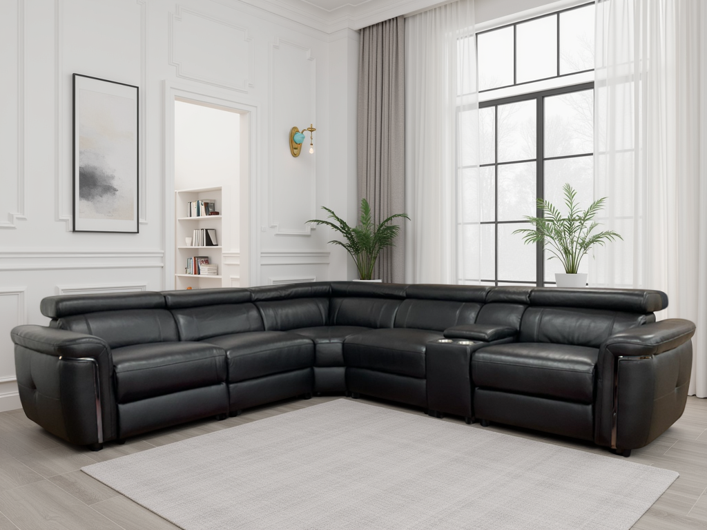 Somerville Modular Electric Recliner Sofa Black Large Corner