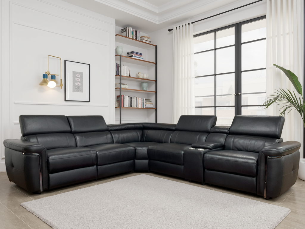 Somerville Modular Electric Recliner Sofa Black Large Corner