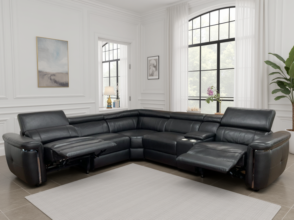Somerville Modular Electric Recliner Sofa Black Large Corner