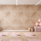 Acoustic Wall Panels - Oak on Grey Felt - Square/Diagonal- 60cm x 60cm (6 pieces)