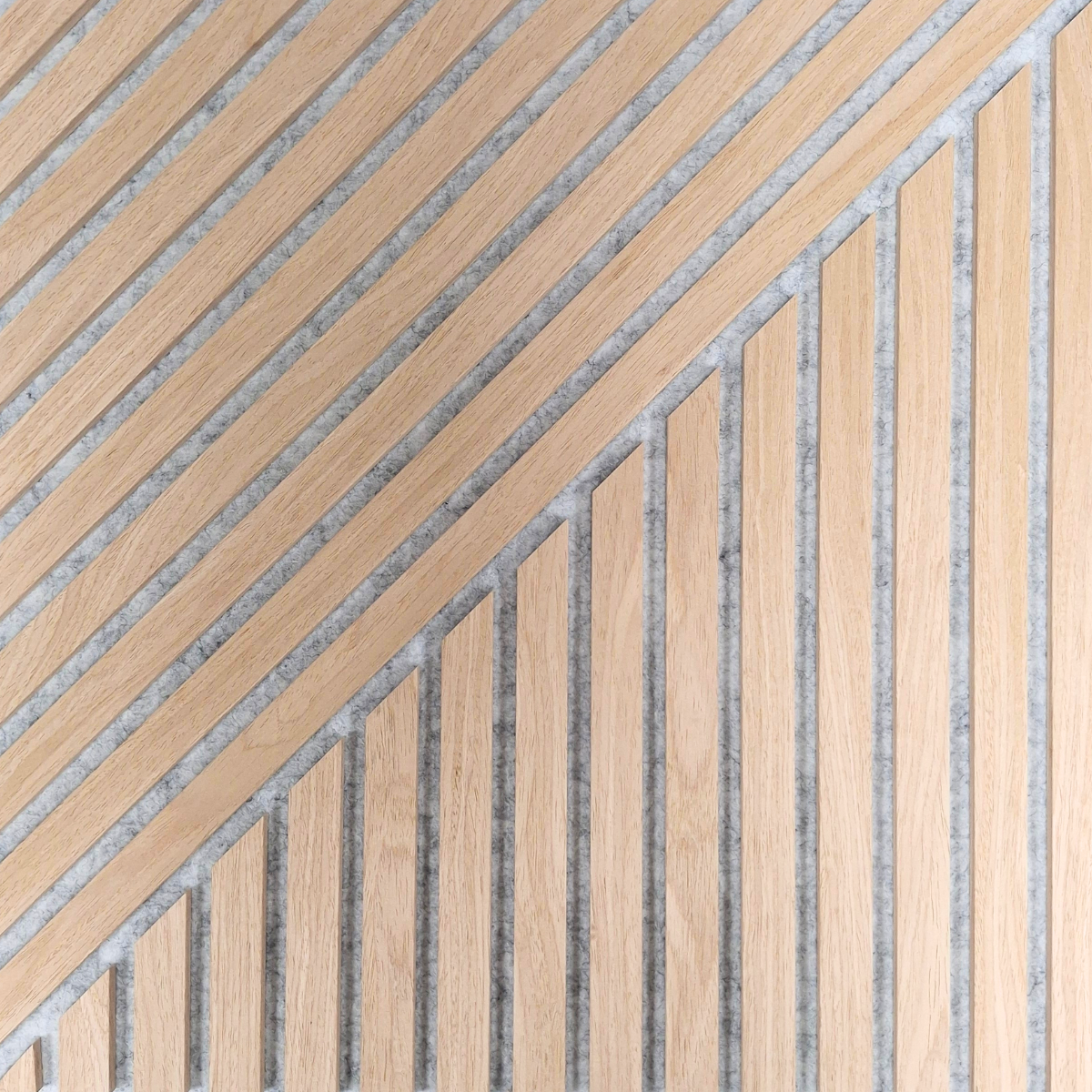 Acoustic Wall Panels - Oak on Grey Felt - Square/Mix- 60cm x 60cm (6 pieces)