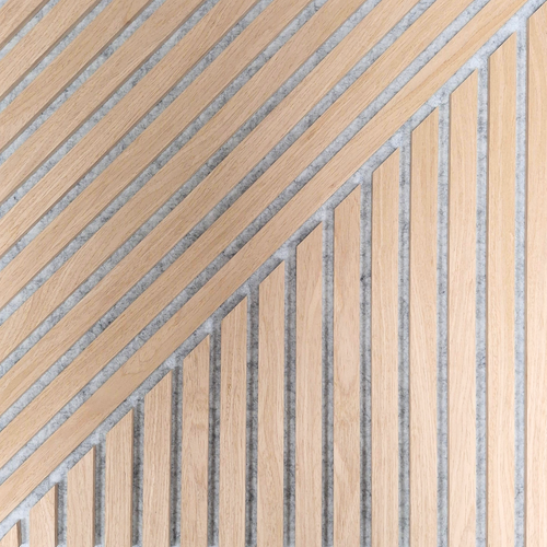 Acoustic Wall Panels - Oak on Grey Felt - Square/Mix- 60cm x 60cm (6 pieces)