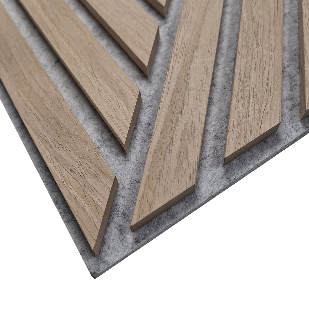 Acoustic Wall Panels - Oak on Grey Felt - Square/Mix- 60cm x 60cm (6 pieces)