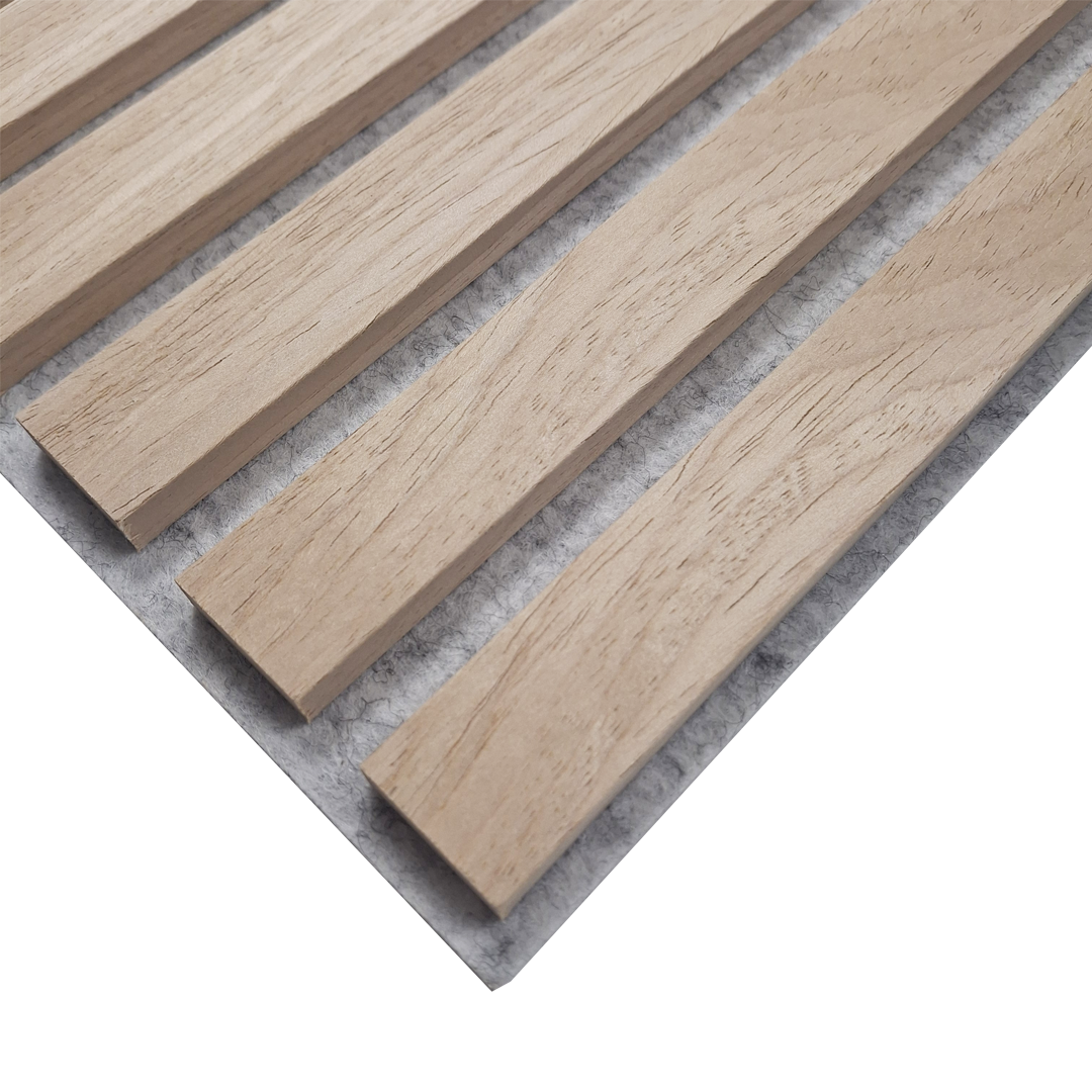 Acoustic Wall Panels - Oak on Grey Felt - Square/Straight- 60cm x 60cm (6 pieces)