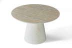 Stratos 120cm Table - Ivory & Travertine