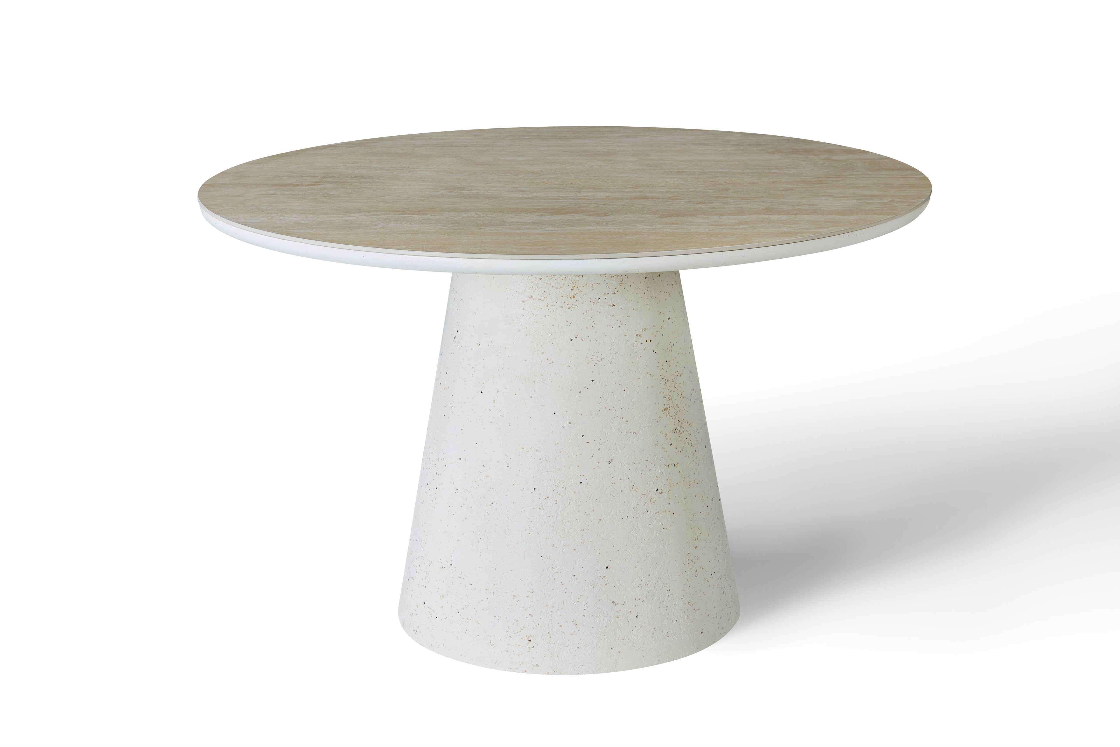 Stratos 120cm Table - Ivory & Travertine