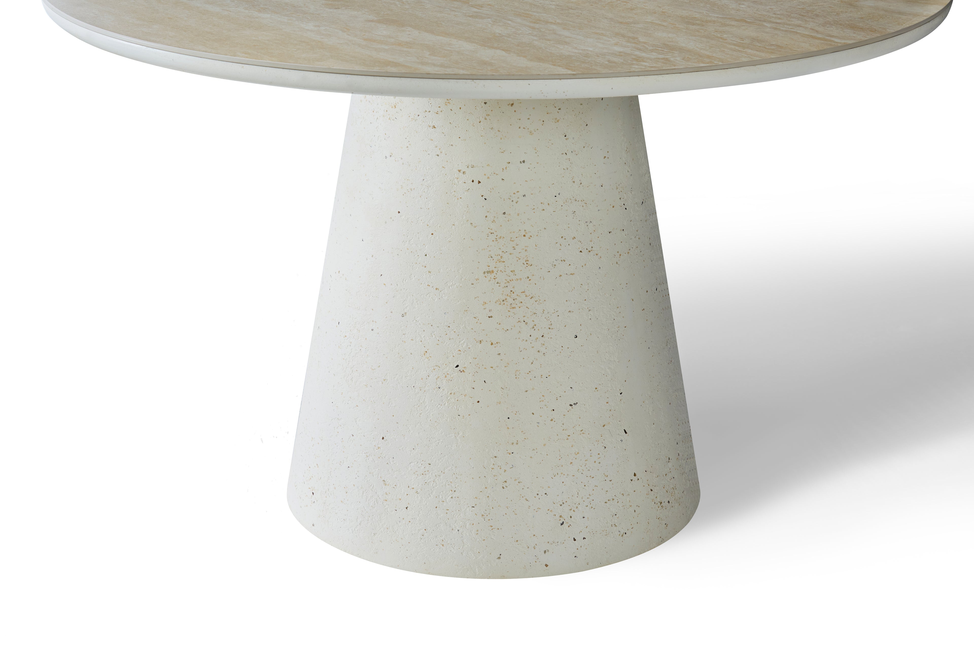 Stratos 120cm Table - Ivory & Travertine